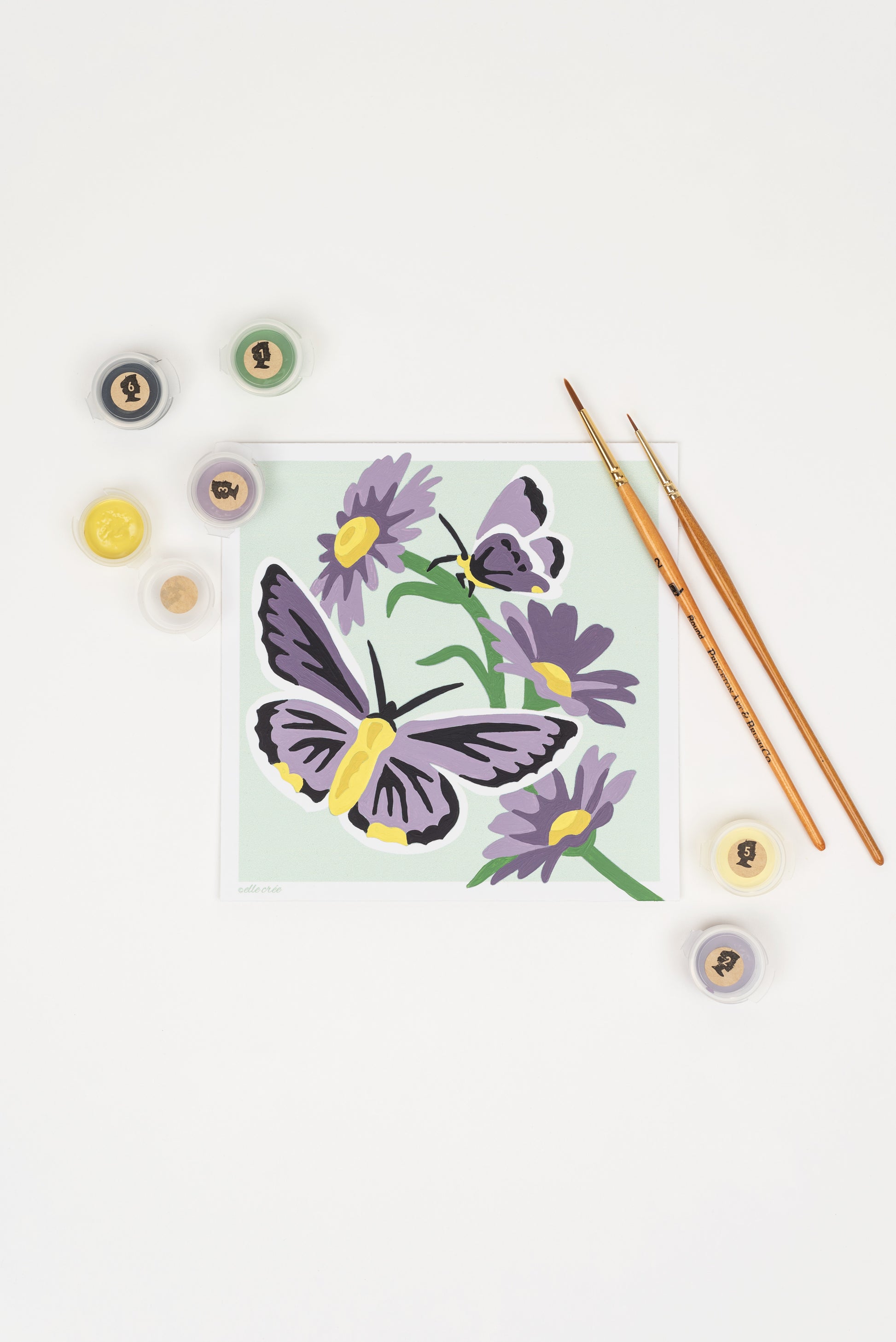 Butterflies (lavender) | 6x6 mini paint-by-number kit - Elle Crée