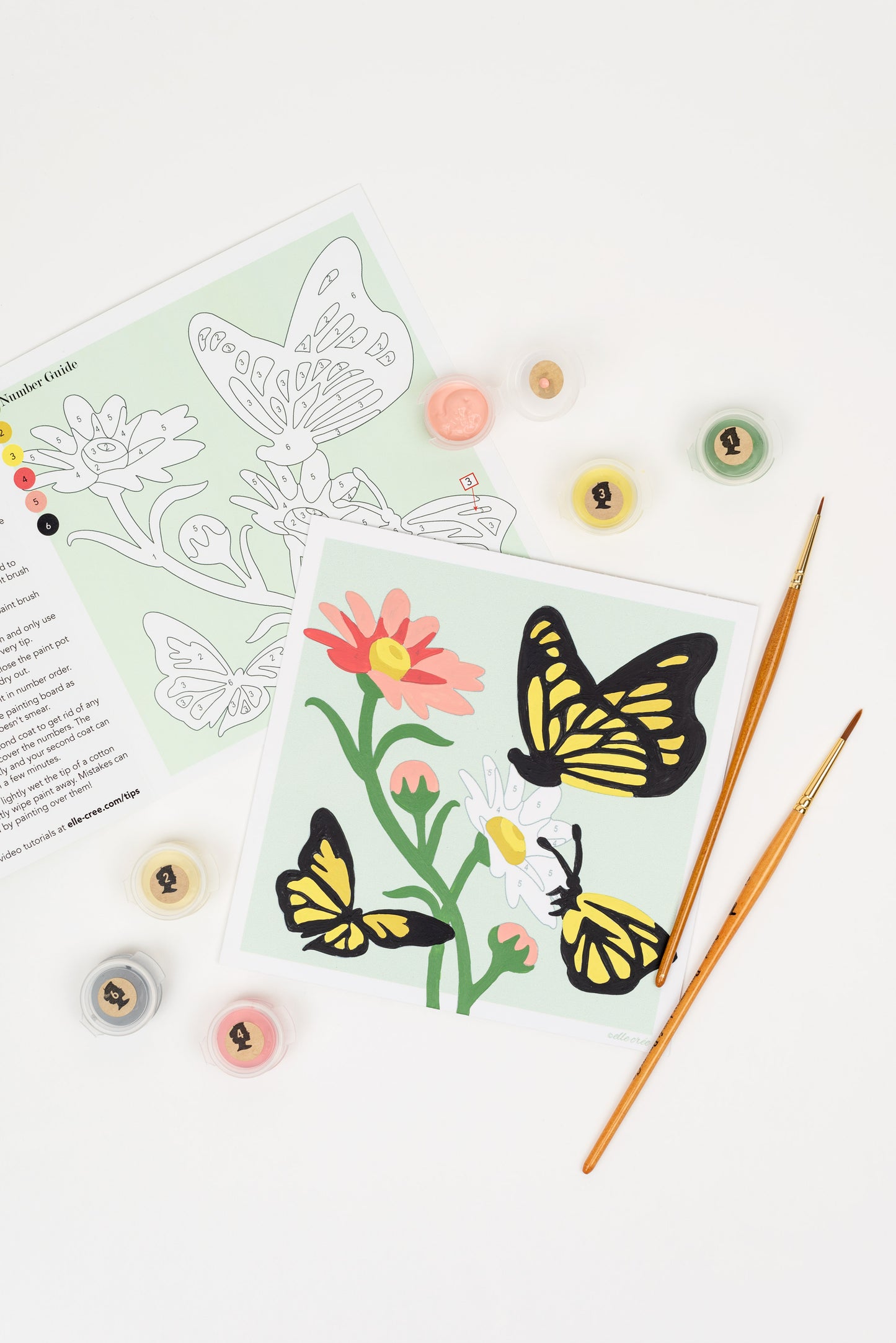 Butterflies (yellow) | 6x6 mini paint-by-number kit - Elle Crée