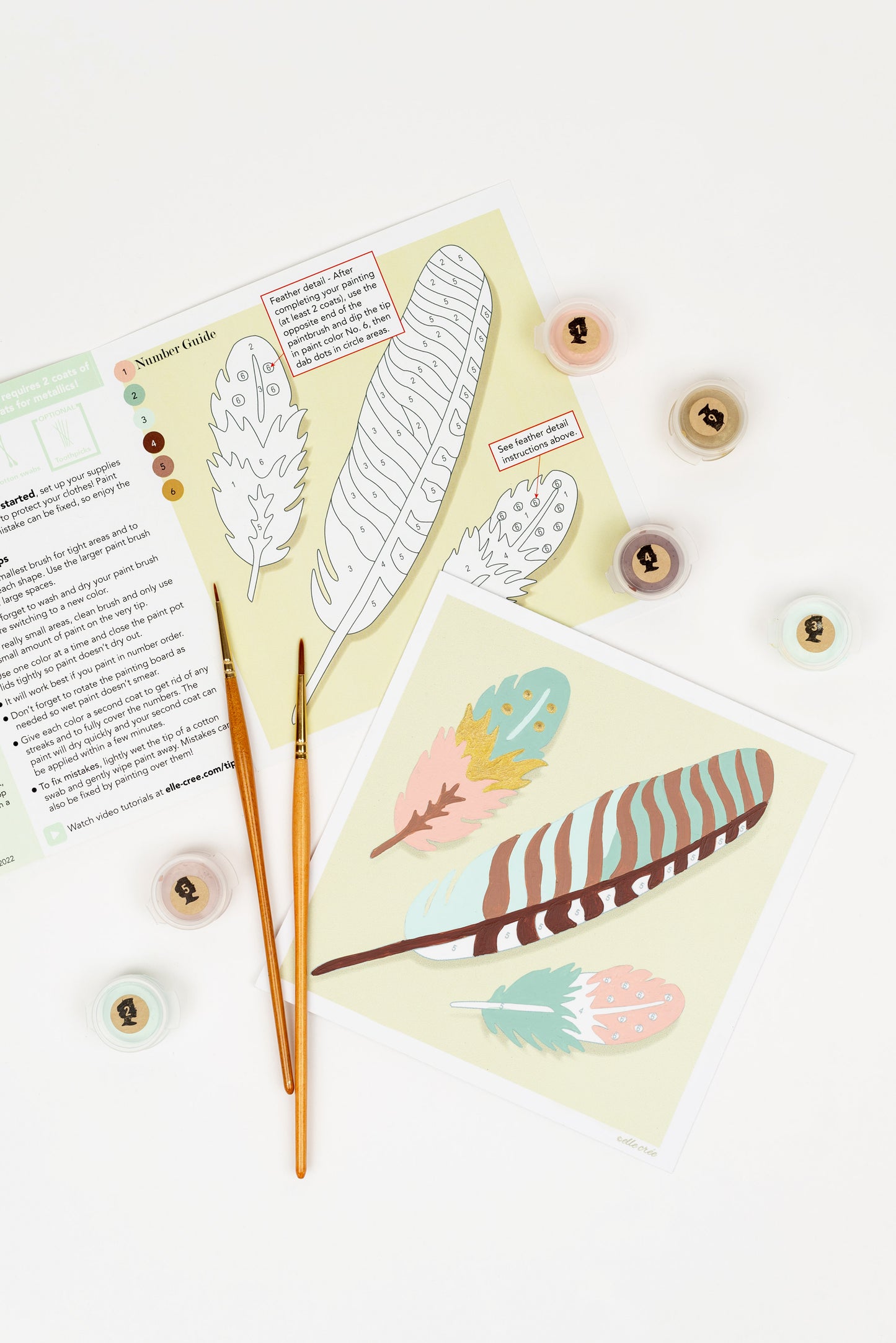 Feathers | 6x6 mini paint-by-number kit - Elle Crée