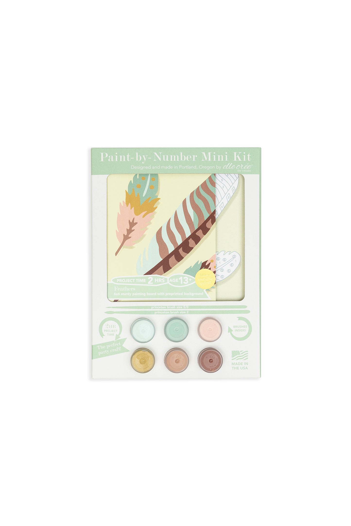 Feathers | 6x6 mini paint-by-number kit - Elle Crée
