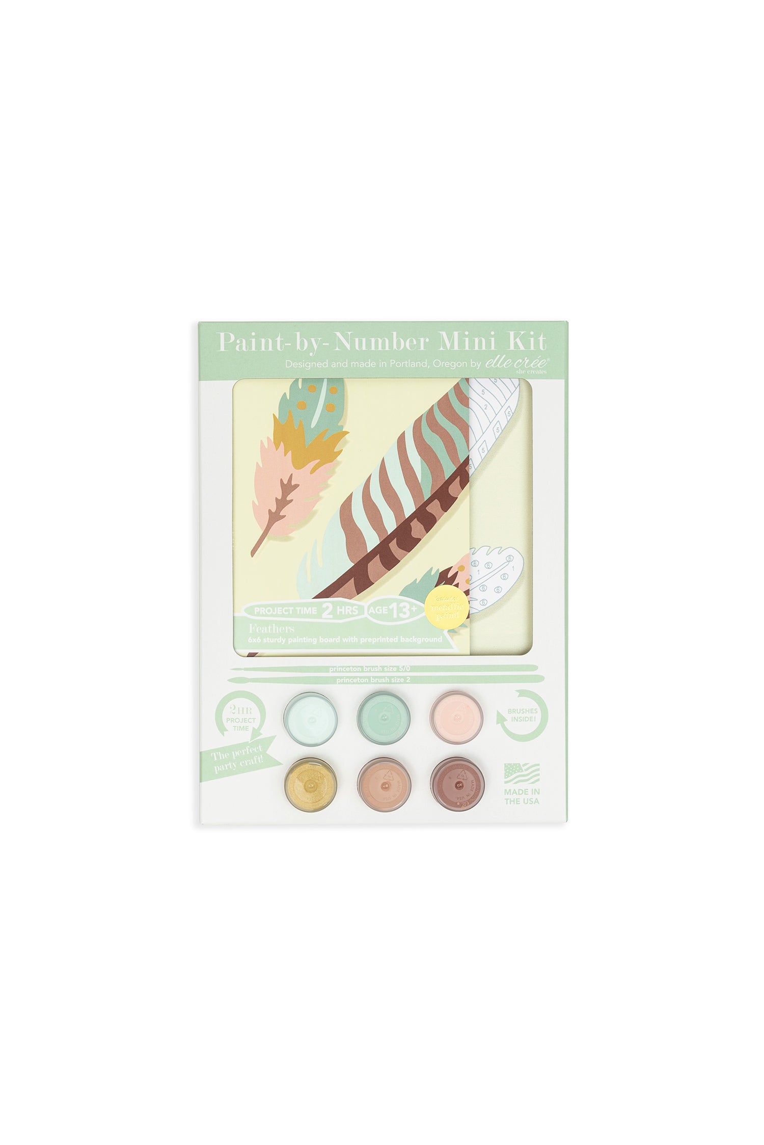 Feathers | 6x6 mini paint-by-number kit - Elle Crée