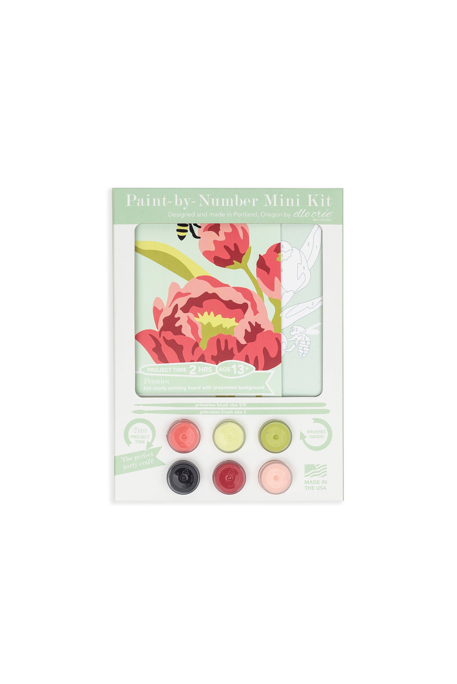 Peonies | 6x6 mini paint-by-number kit - Elle Crée