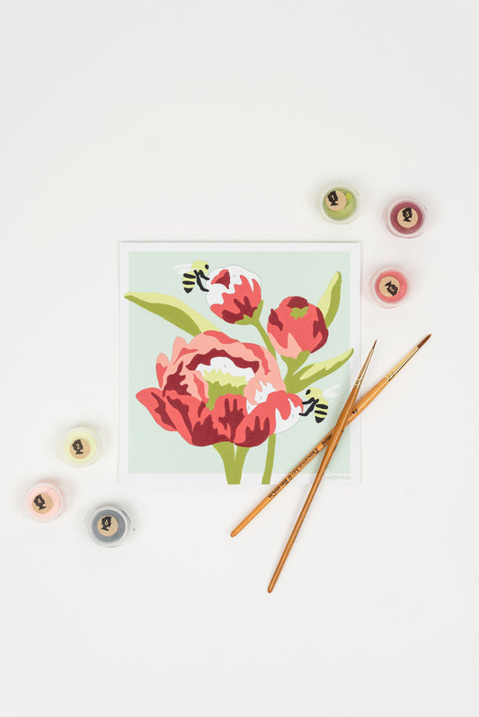 Peonies | 6x6 mini paint-by-number kit - Elle Crée