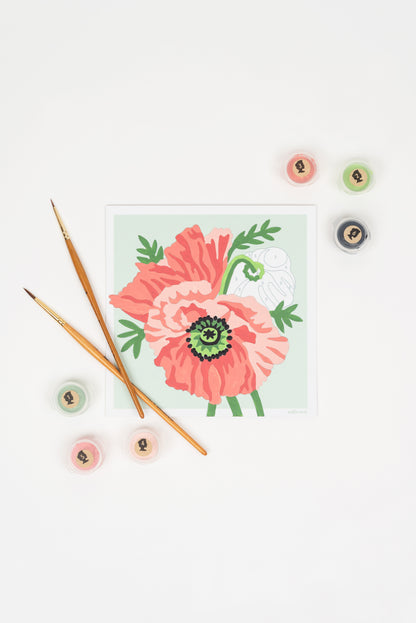 Poppies | 6x6 mini paint-by-number kit - Elle Crée
