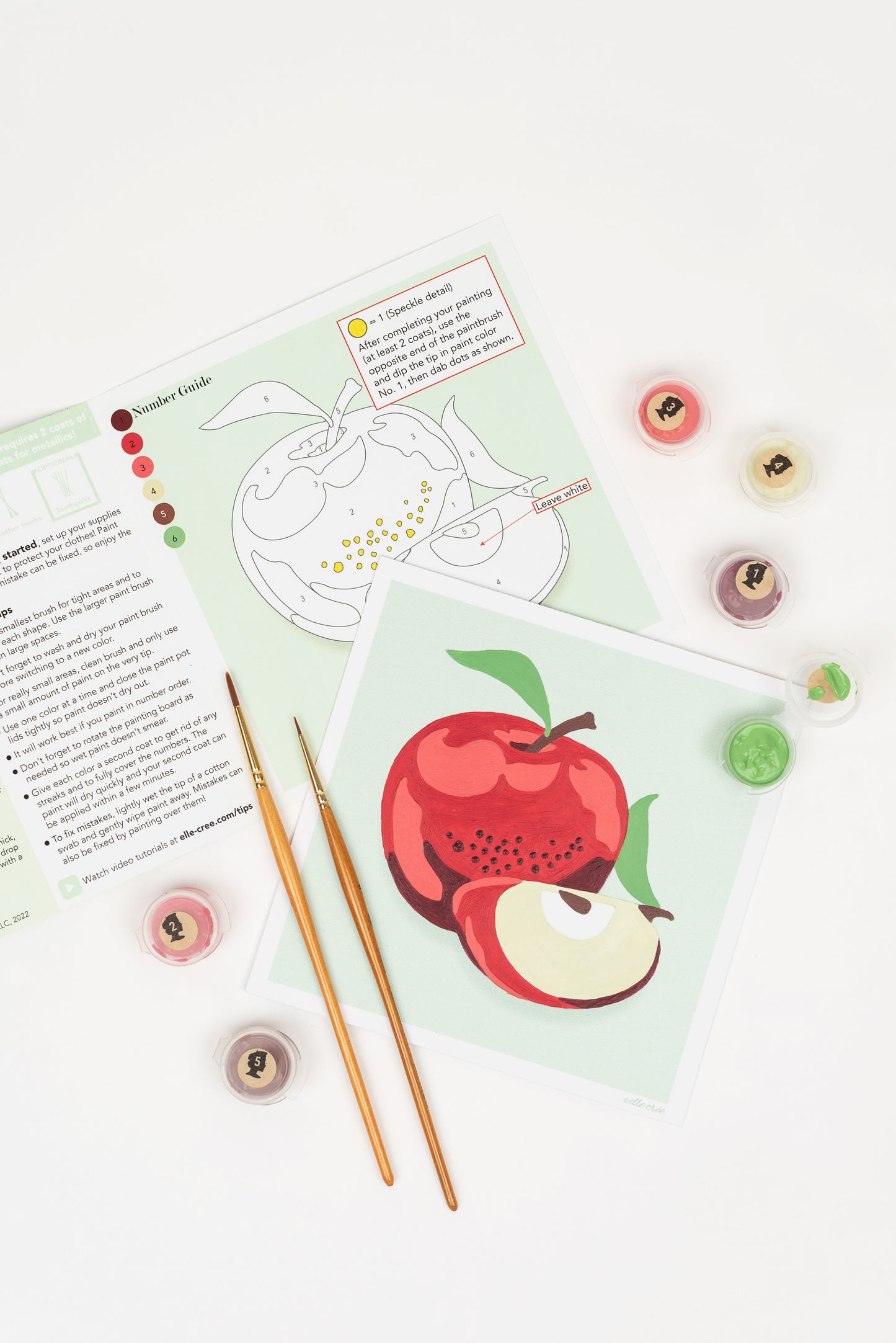Apples | 6x6 mini paint-by-number kit - Elle Crée
