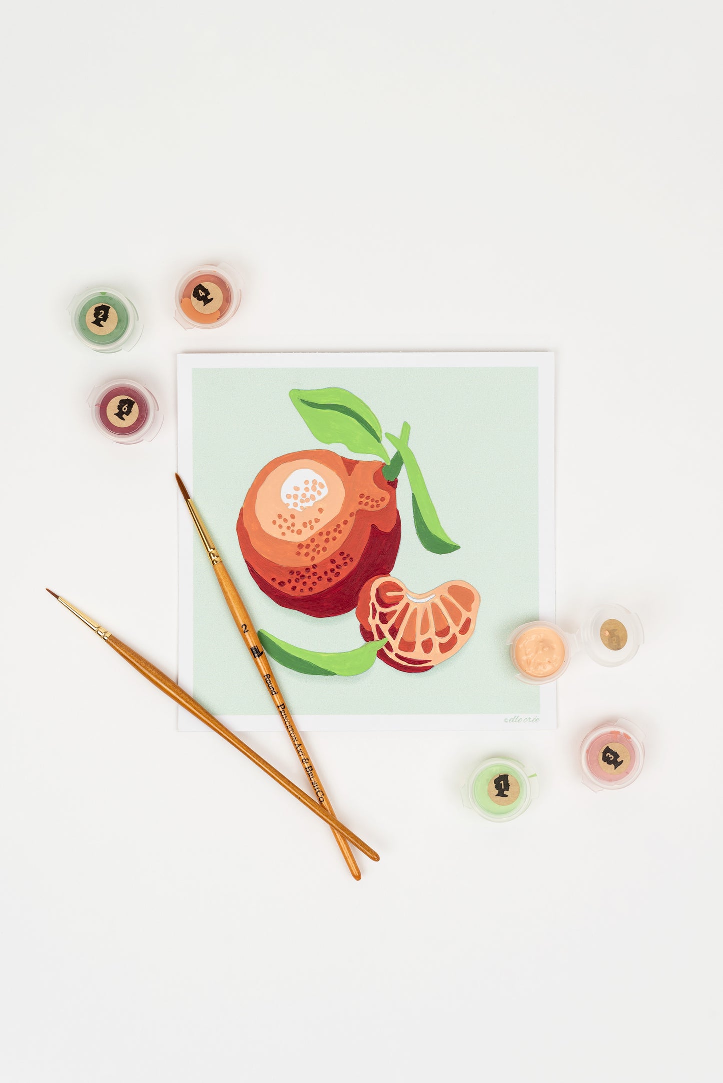Clementines | 6x6 mini paint-by-number kit - Elle Crée