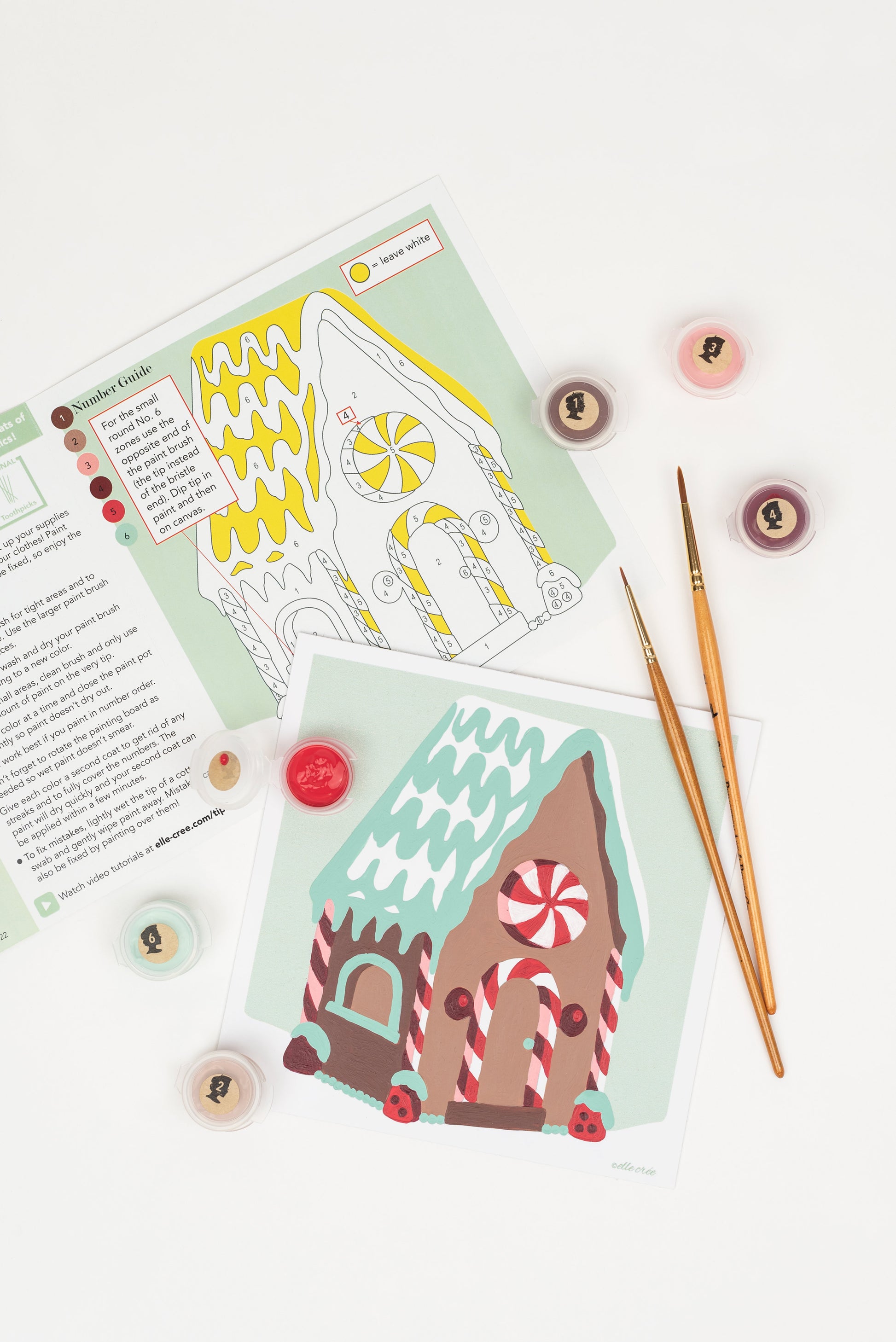 Gingerbread House | 6x6 mini paint-by-number kit - Elle Crée