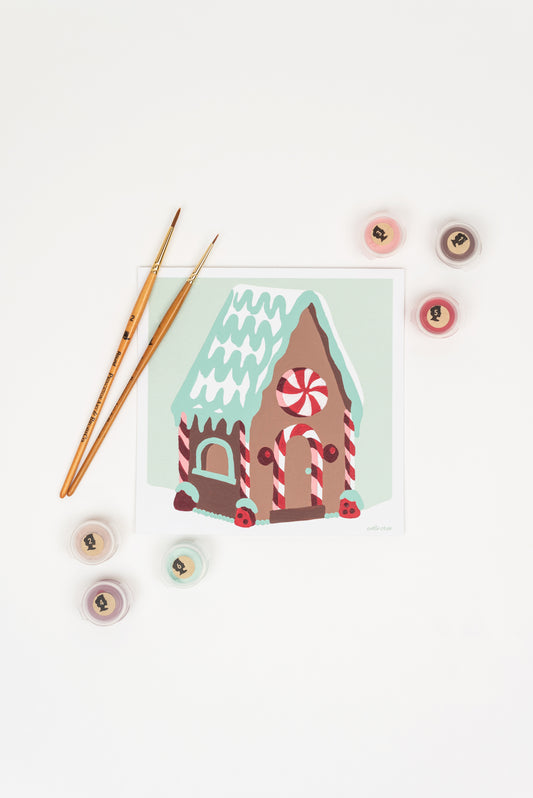 Gingerbread House | 6x6 mini paint-by-number kit - Elle Crée