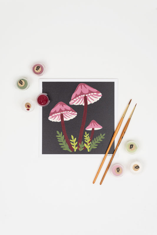Bleeding Fairy Helmet Mushrooms | 6x6 mini paint-by-number kit - Elle Crée