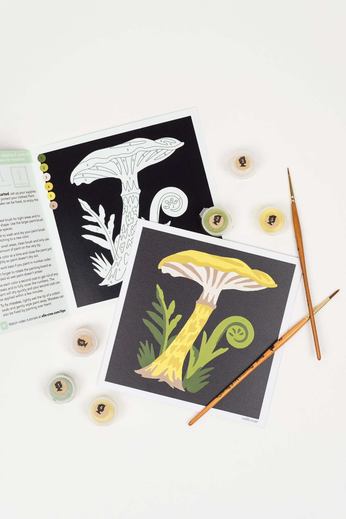 Fawn Mushrooms | 6x6 mini paint-by-number kit - Elle Crée