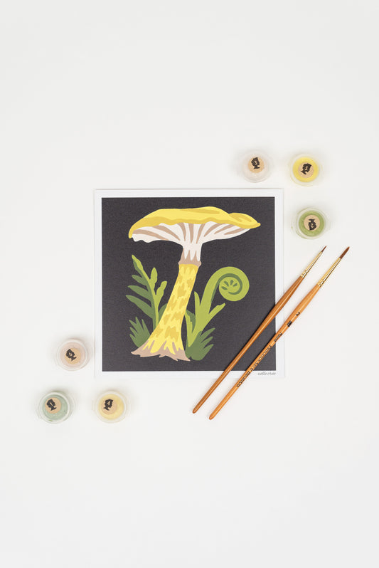 Fawn Mushrooms | 6x6 mini paint-by-number kit - Elle Crée