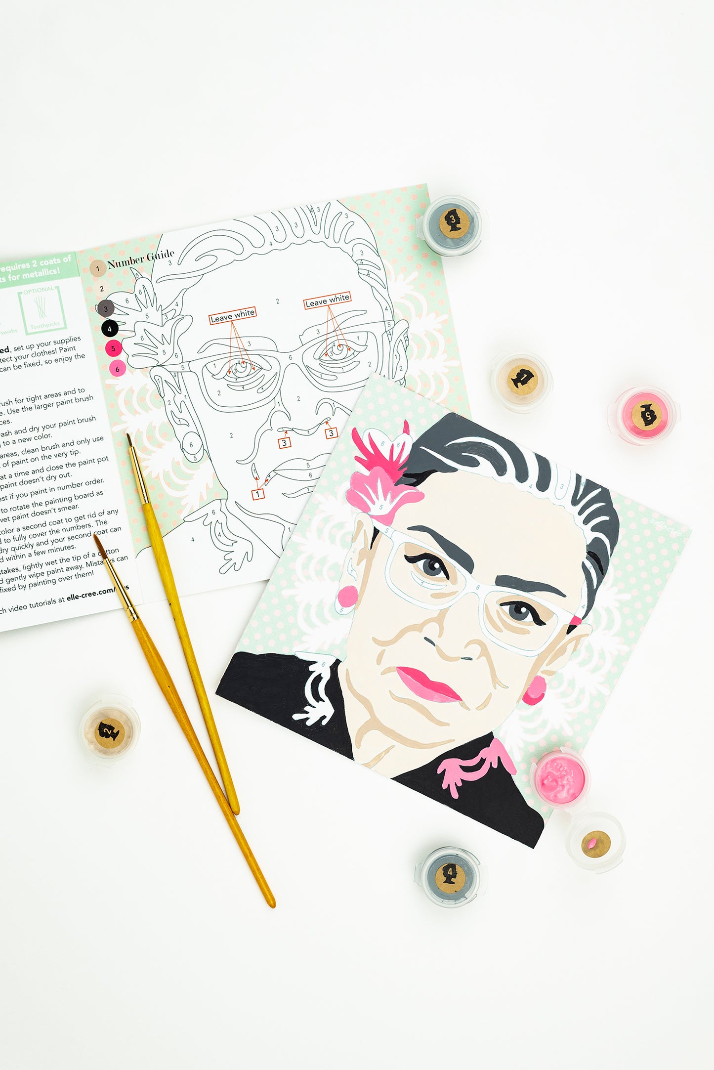 Ruth Bader Ginsburg | 6x6 mini paint-by-number kit - Elle Crée