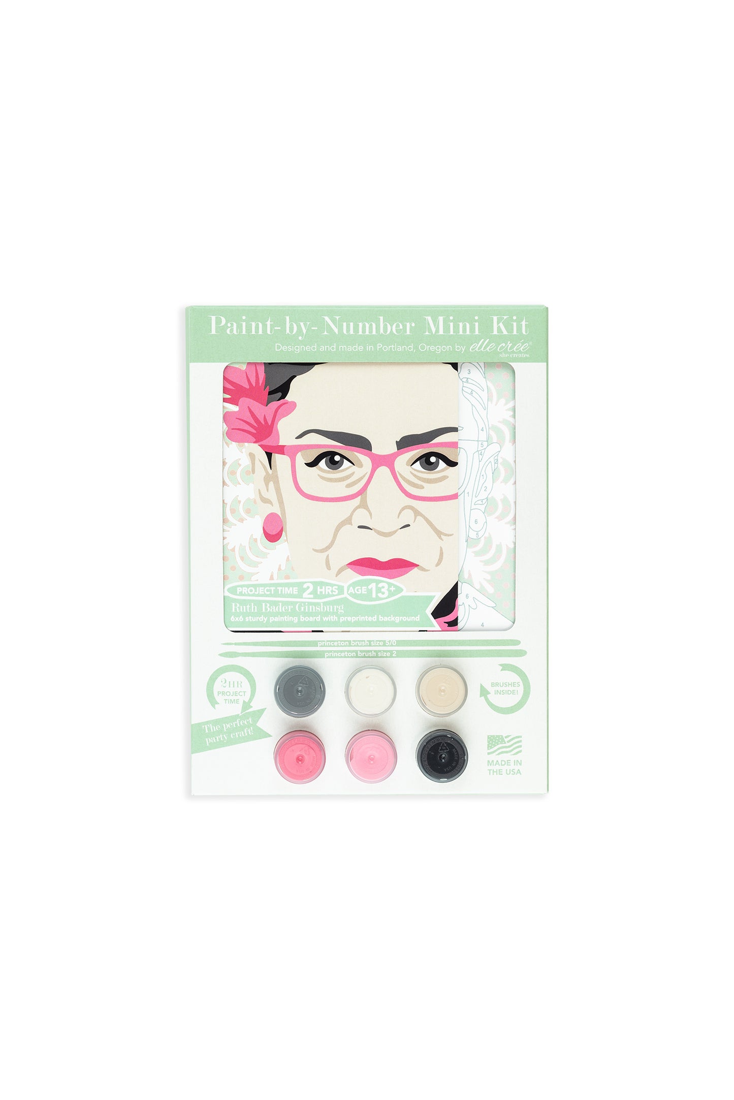 Ruth Bader Ginsburg | 6x6 mini paint-by-number kit - Elle Crée