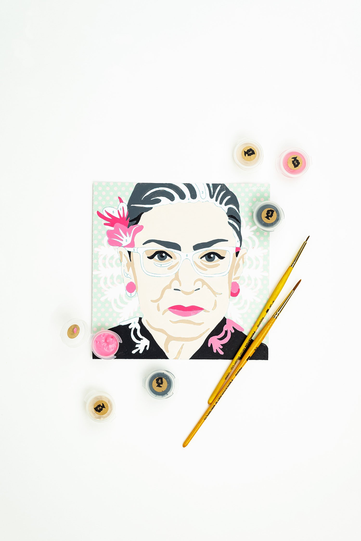 Ruth Bader Ginsburg | 6x6 mini paint-by-number kit - Elle Crée