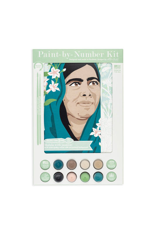 Malala with Jasmine | 8x10 paint-by-number kit - Elle Crée