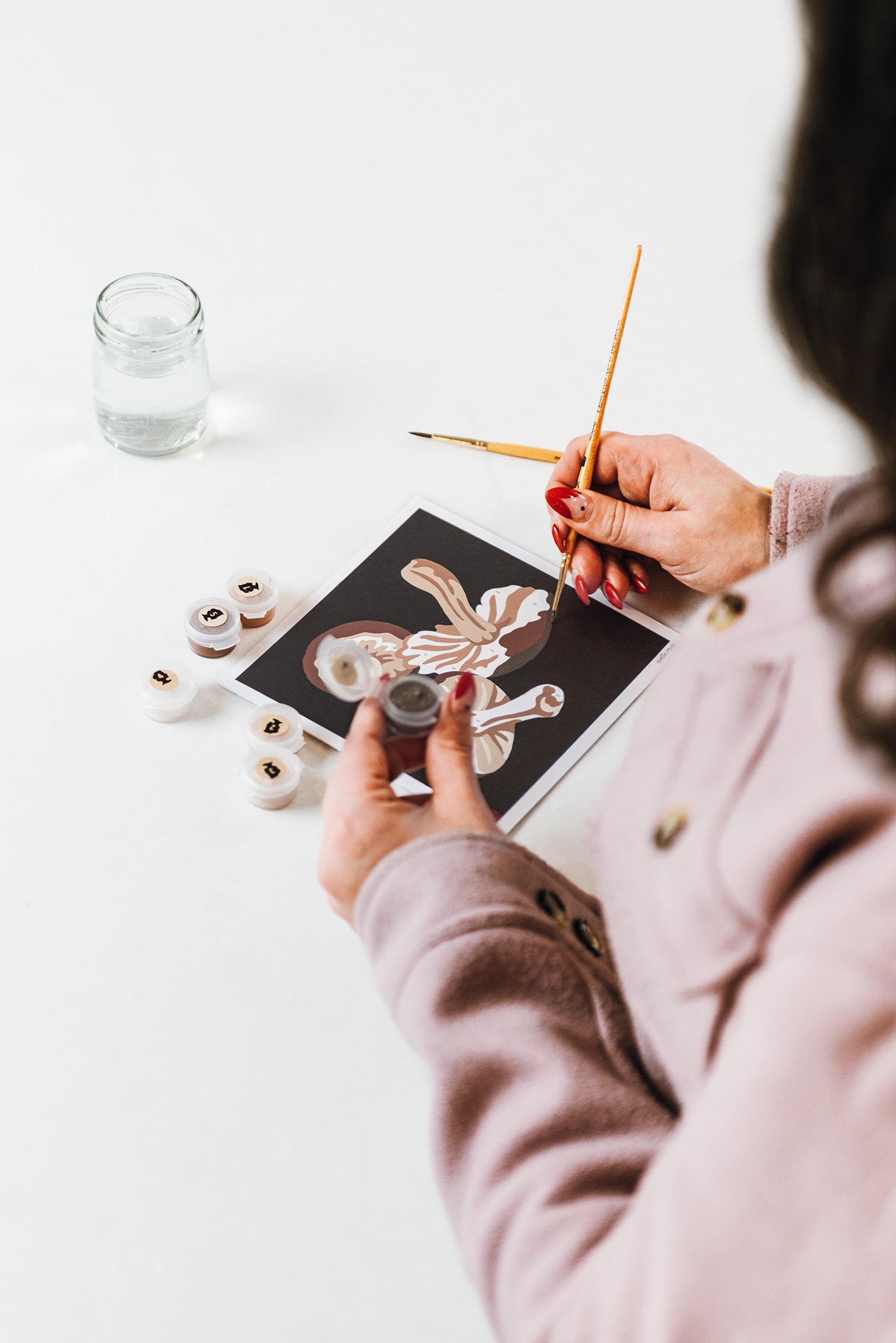 Mushrooms | 6x6 mini paint-by-number kit - Elle Crée