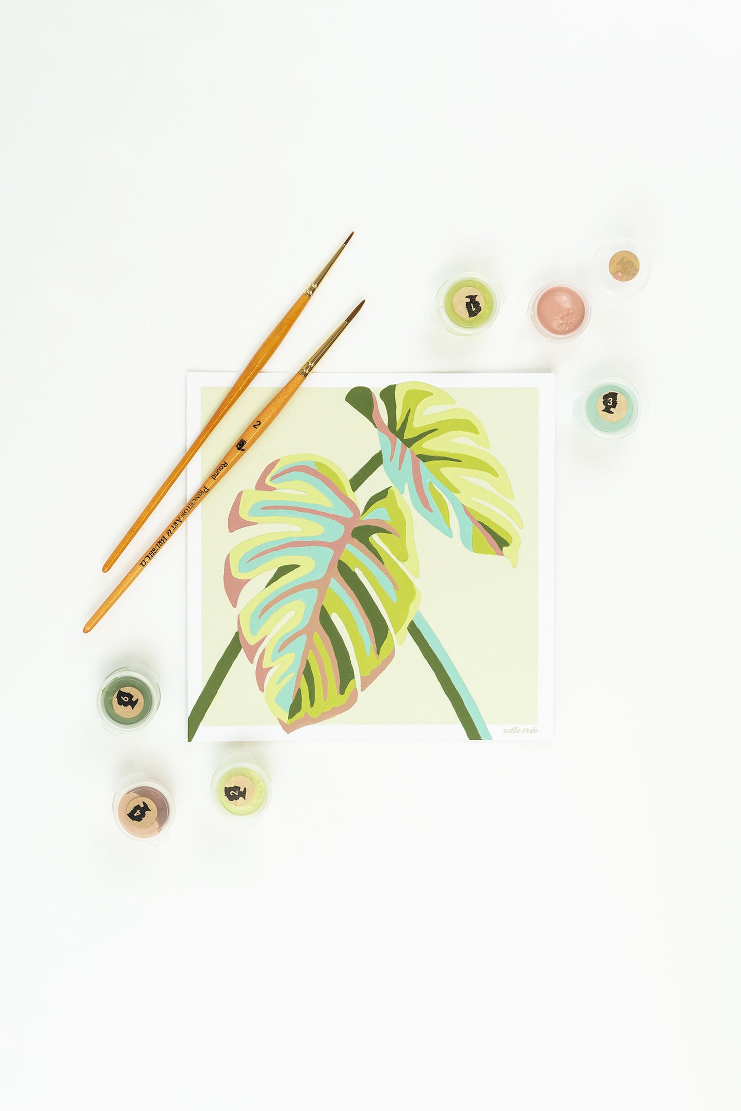 Monstera Leaves | 6x6 mini paint-by-number kit - Elle Crée