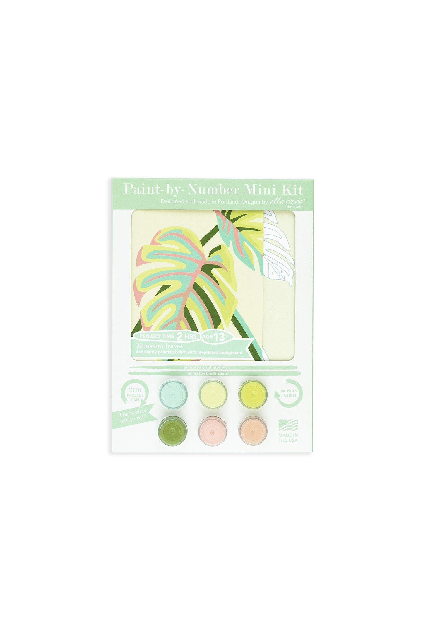 Monstera Leaves | 6x6 mini paint-by-number kit - Elle Crée