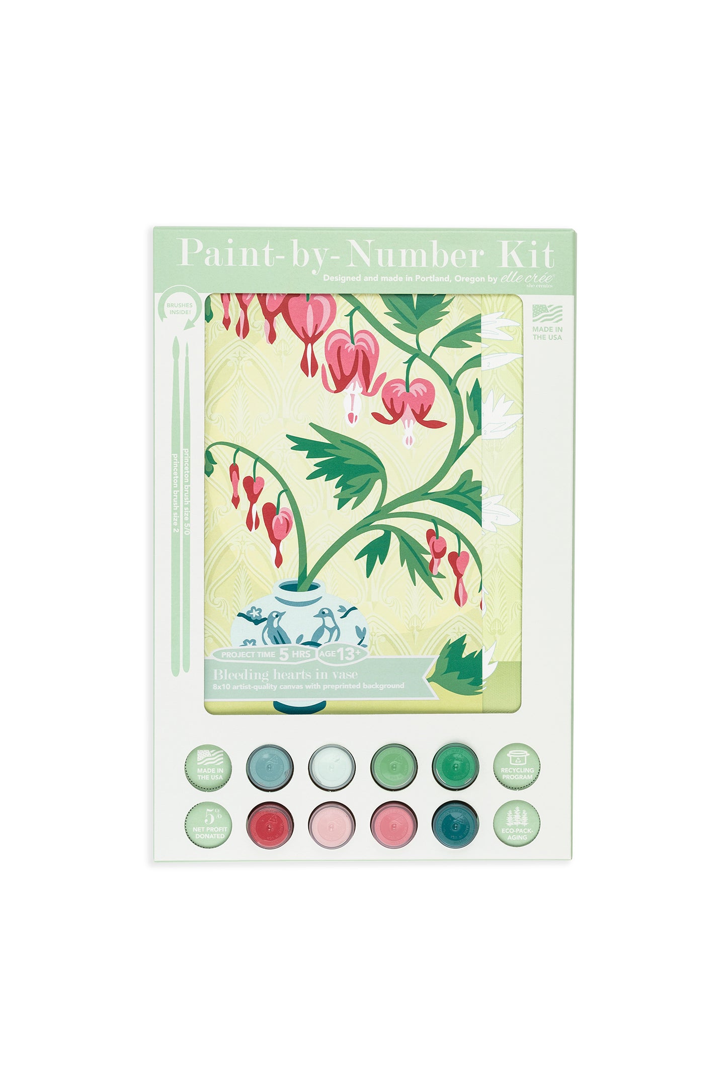 Bleeding Hearts in Vase | 8x10 paint-by-number kit - Elle Crée