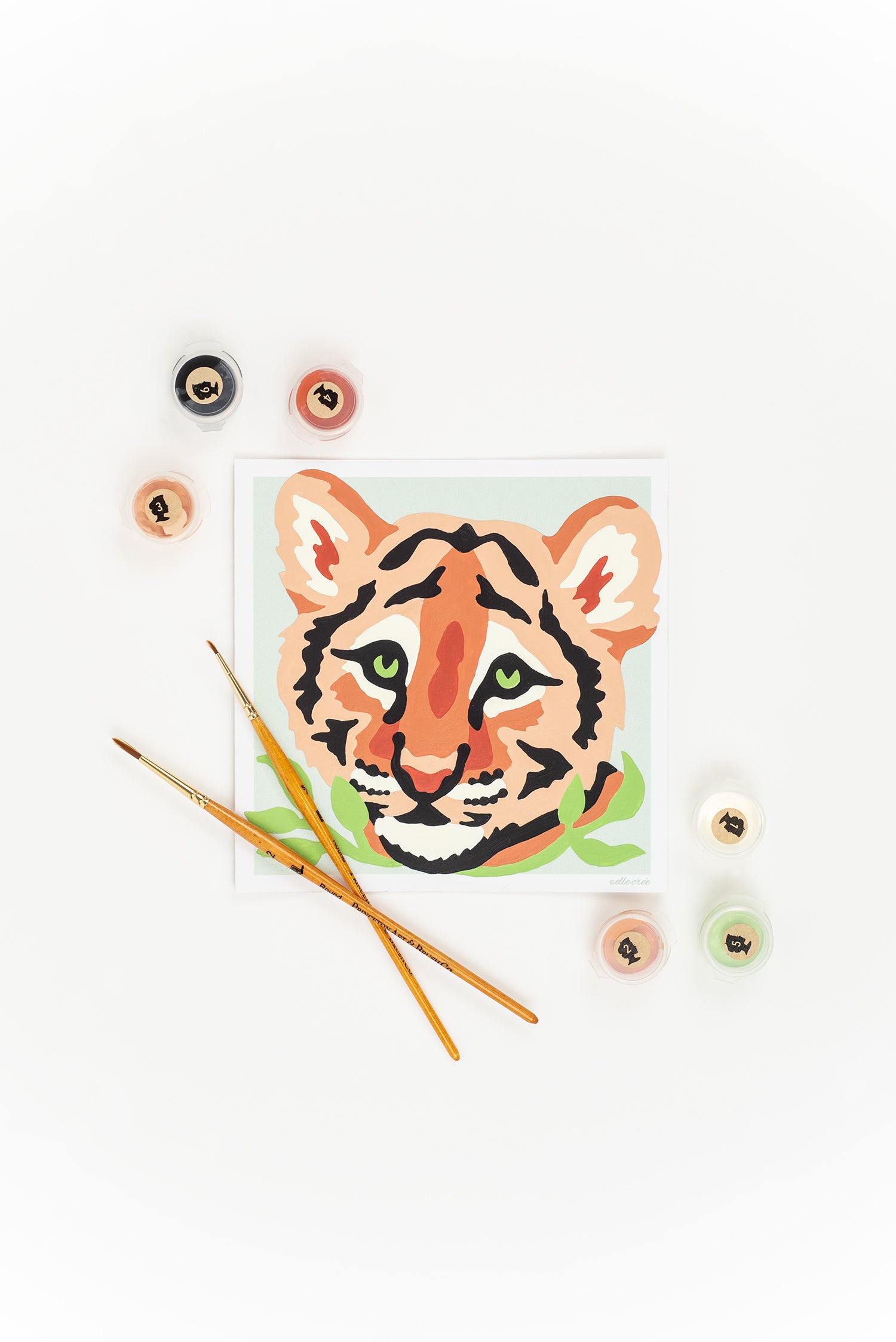 Kids Tender Tiger | 6x6 mini paint-by-number kit - Elle Crée