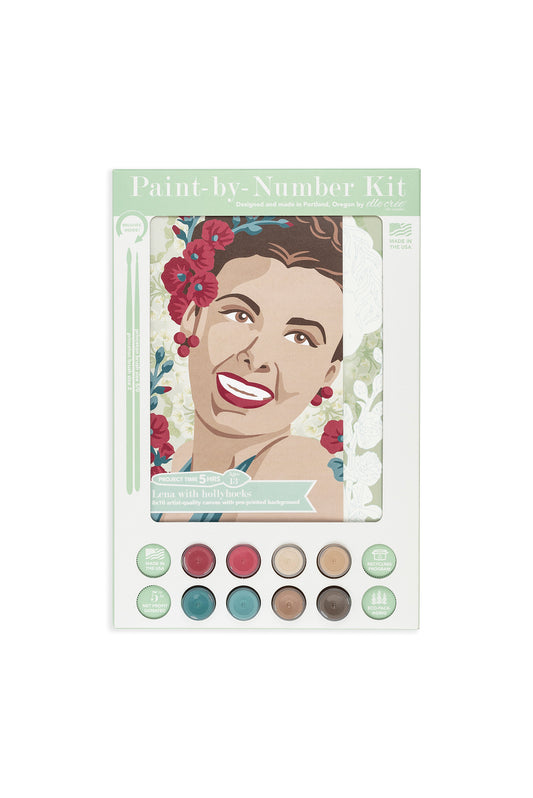 Lena with Hollyhocks | 8x10 paint-by-number kit - Elle Crée