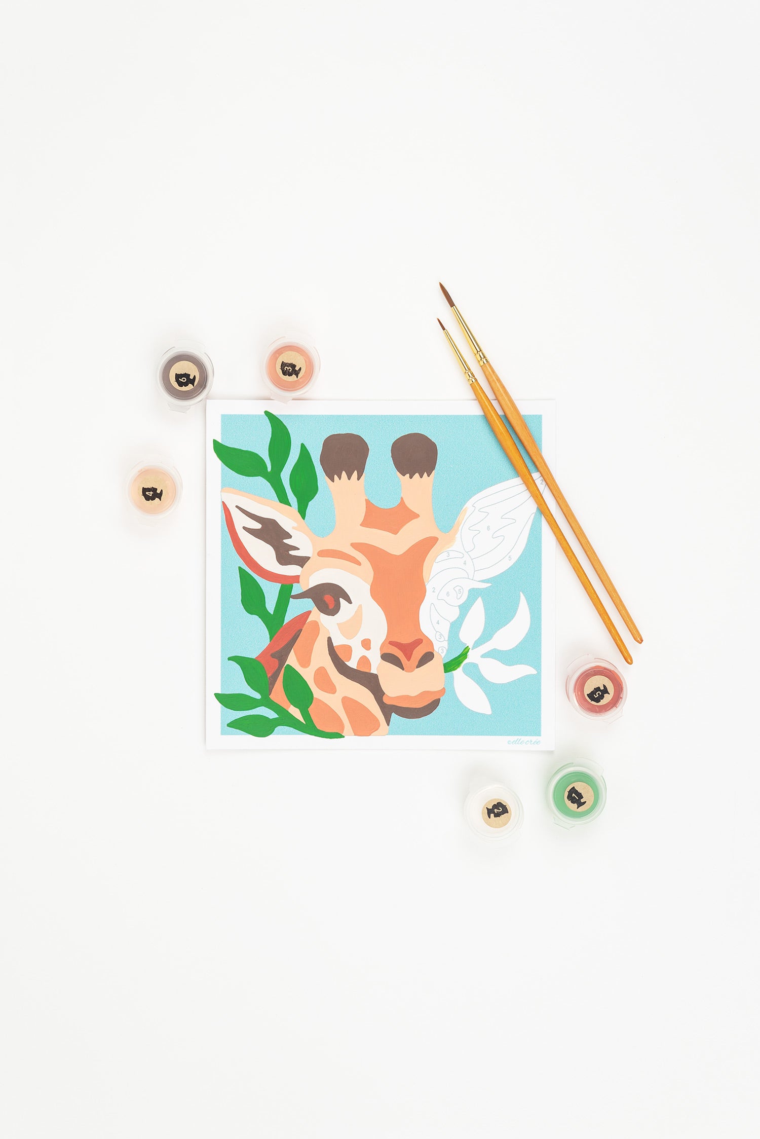 Kids Gentle Giraffe | 6x6 mini paint-by-number kit - Elle Crée