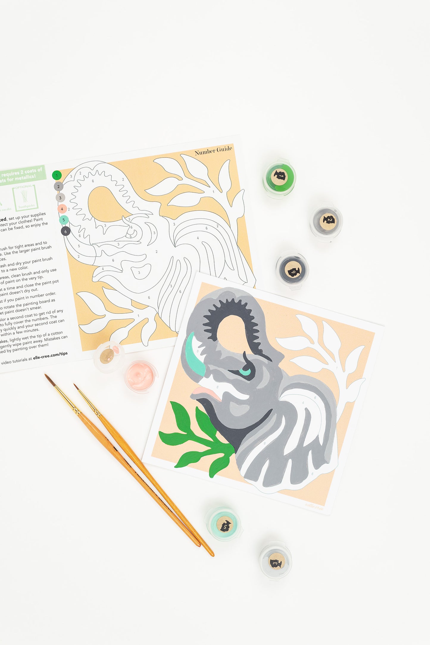 Kids Elegant Elephant | 6x6 mini paint-by-number kit - Elle Crée