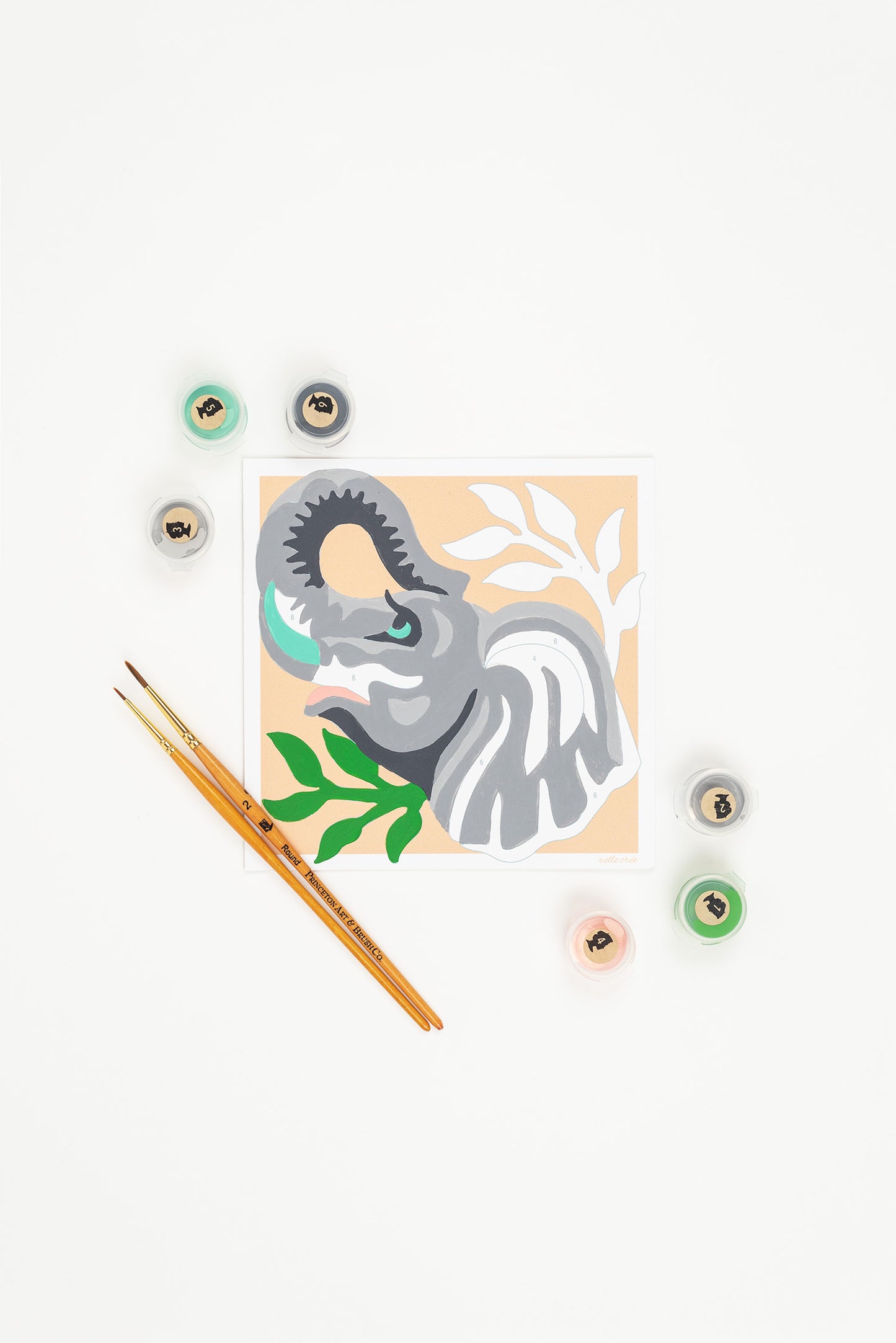 Kids Elegant Elephant | 6x6 mini paint-by-number kit - Elle Crée