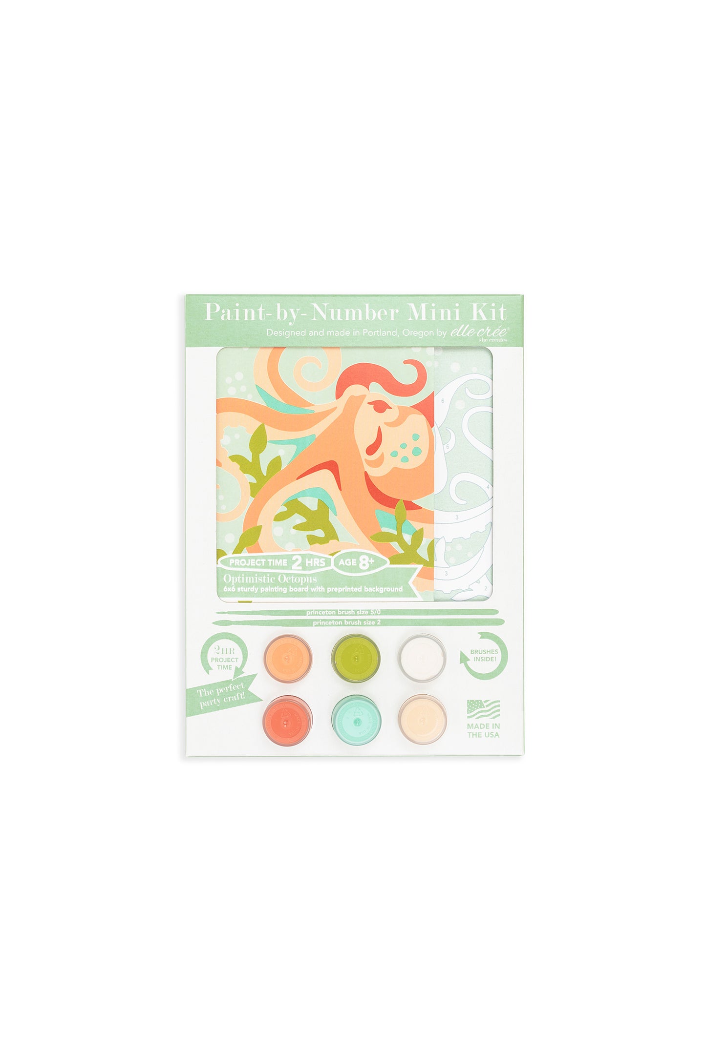 Kids Optimistic Octopus | 6x6 mini paint-by-number kit - Elle Crée