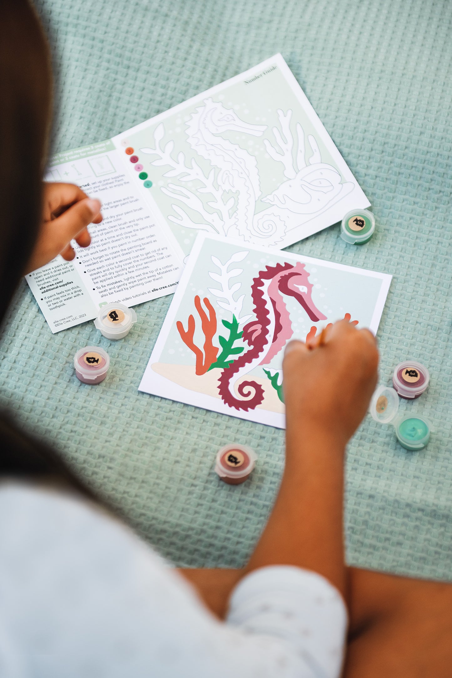 Kids Sassy Seahorse | 6x6 mini paint-by-number kit - Elle Crée