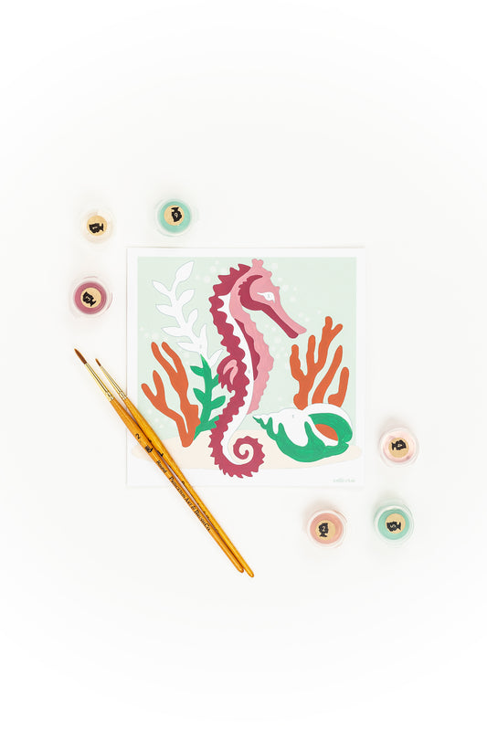 Kids Sassy Seahorse | 6x6 mini paint-by-number kit - Elle Crée