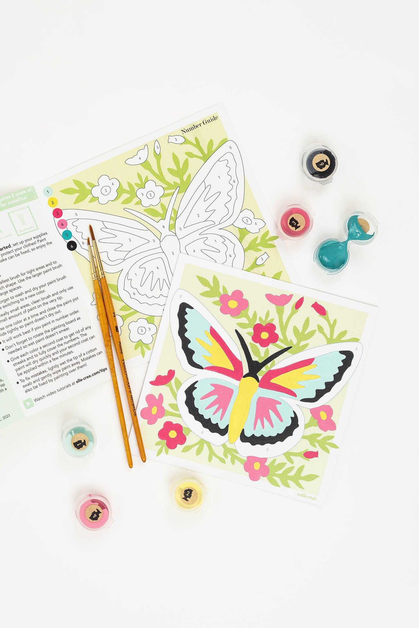 Kids Brilliant Butterfly | 6x6 mini paint-by-number kit - Elle Crée