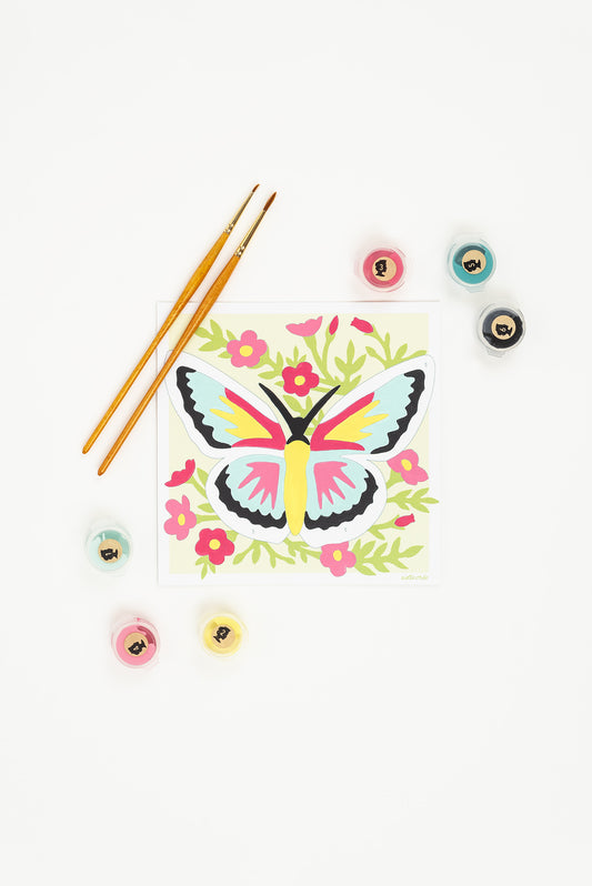 Kids Brilliant Butterfly | 6x6 mini paint-by-number kit - Elle Crée