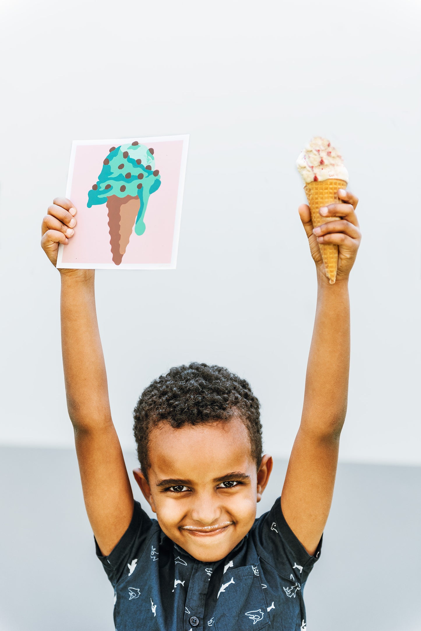 Kids Ice Cream Cone | 6x6 mini paint-by-number kit - Elle Crée