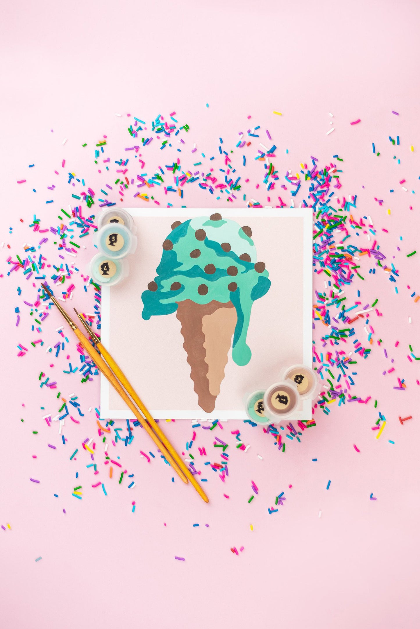 Kids Ice Cream Cone | 6x6 mini paint-by-number kit - Elle Crée