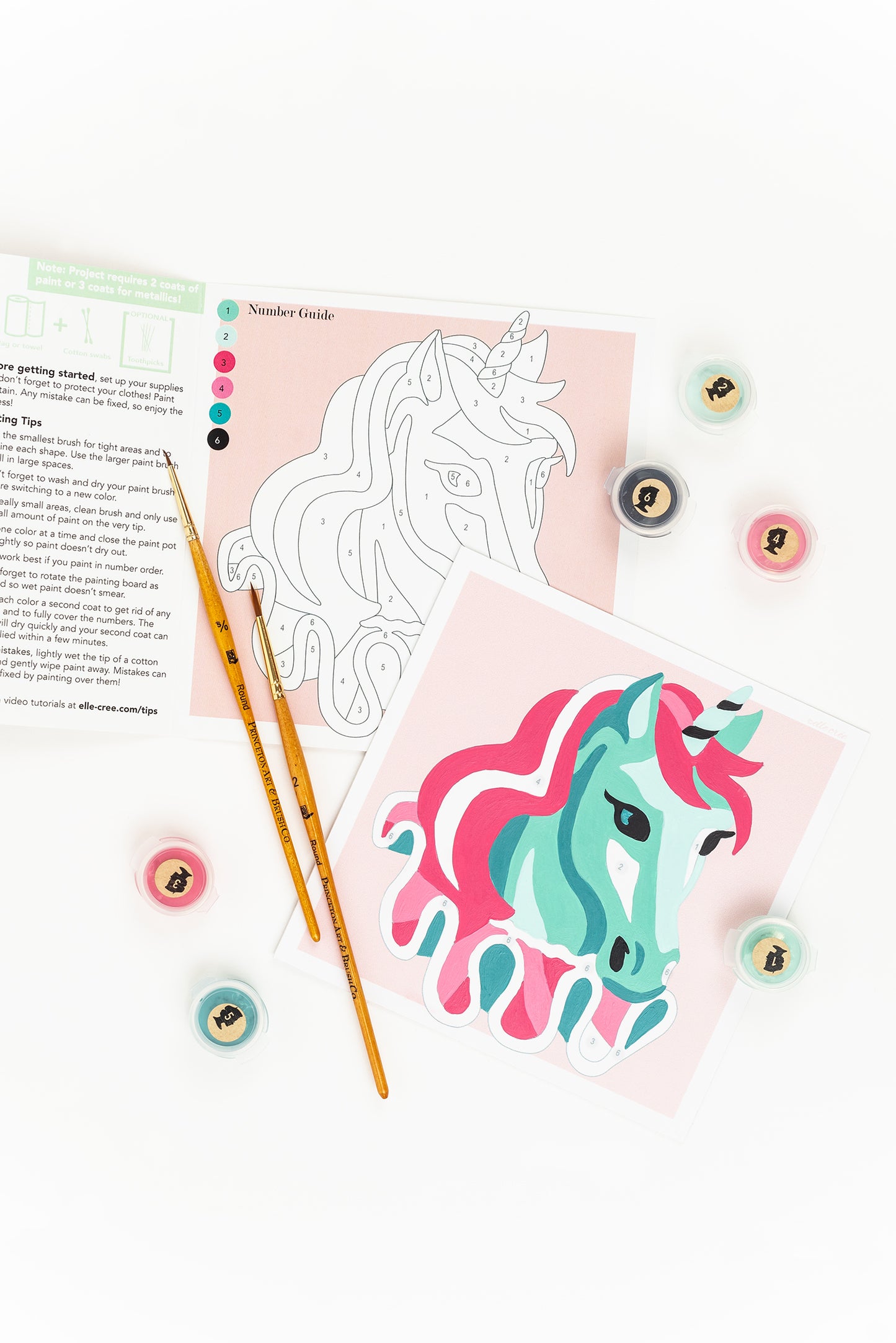 Kids Carousel Unicorn | 6x6 mini paint-by-number kit - Elle Crée
