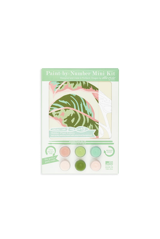 Rubber Plant Leaves | 6x6 mini paint-by-number kit - Elle Crée