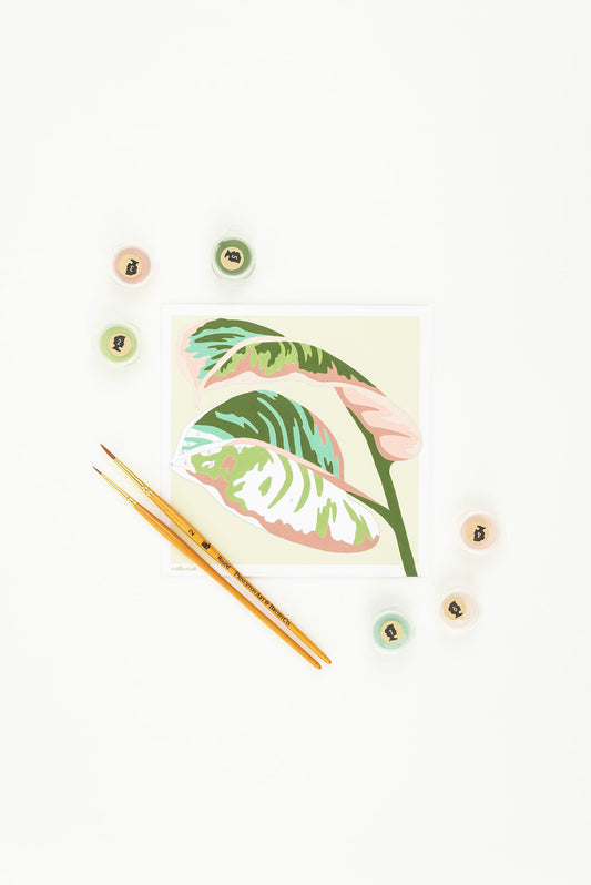 Rubber Plant Leaves | 6x6 mini paint-by-number kit - Elle Crée