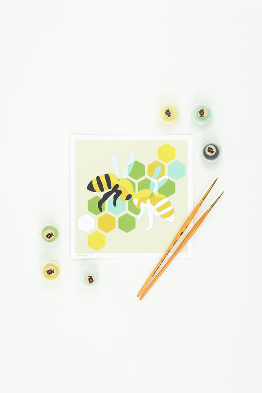 Bees with Comb | 6x6 mini paint-by-number kit - Elle Crée