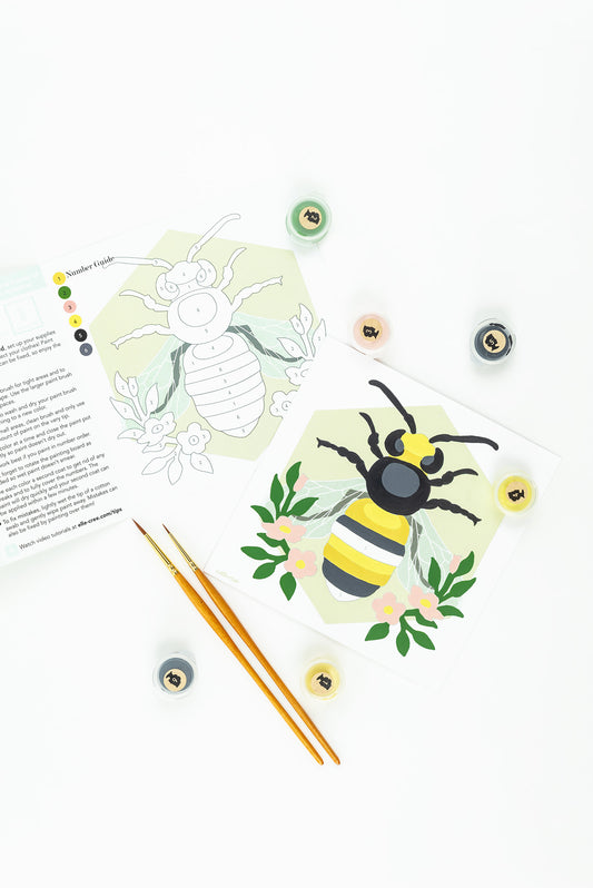 Bee with Floral Garland | 6x6 mini paint-by-number kit - Elle Crée