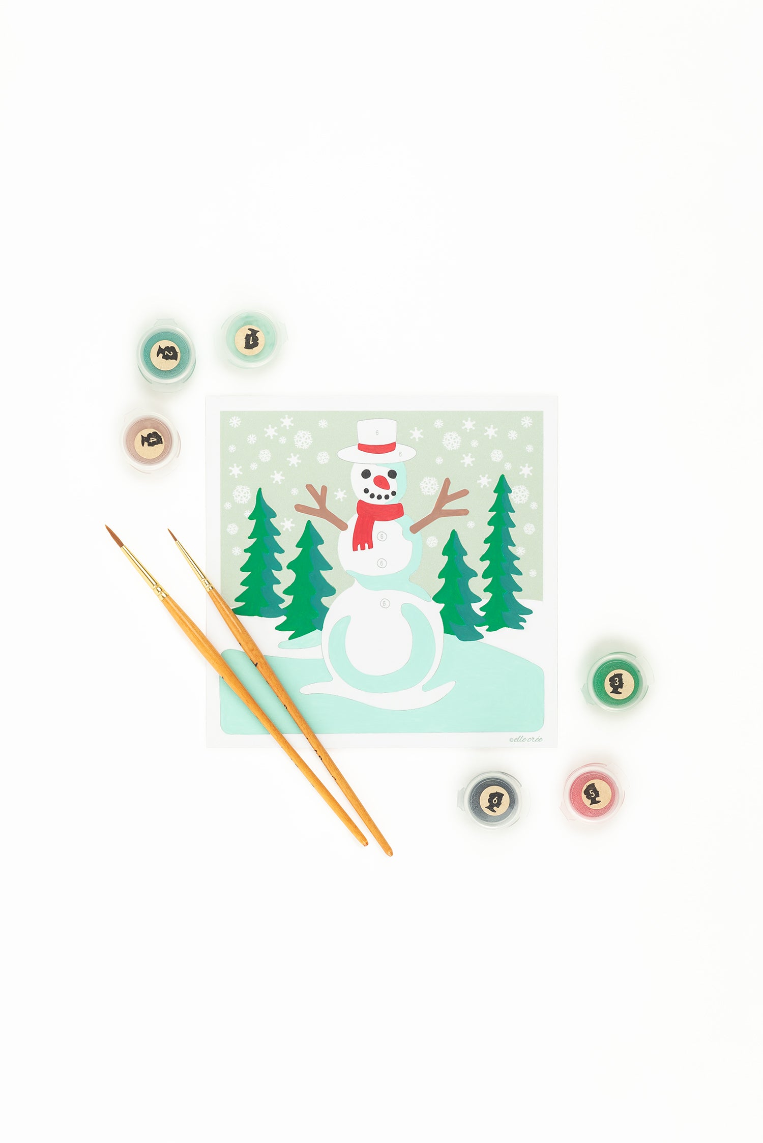 Snowman | 6x6 mini paint-by-number kit - Elle Crée