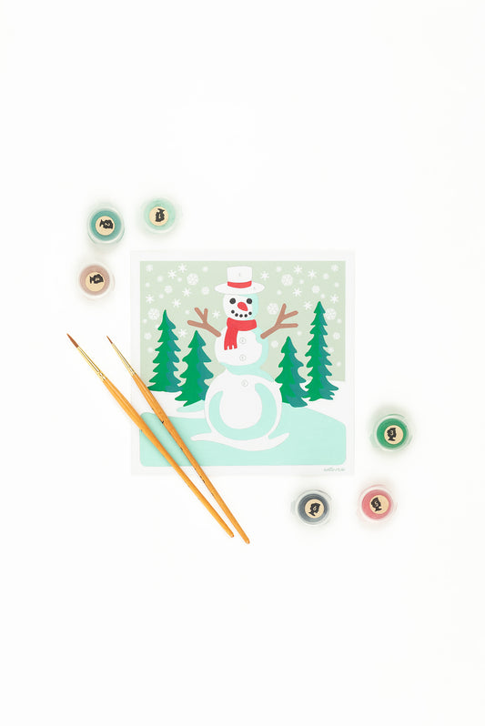 Snowman | 6x6 mini paint-by-number kit - Elle Crée
