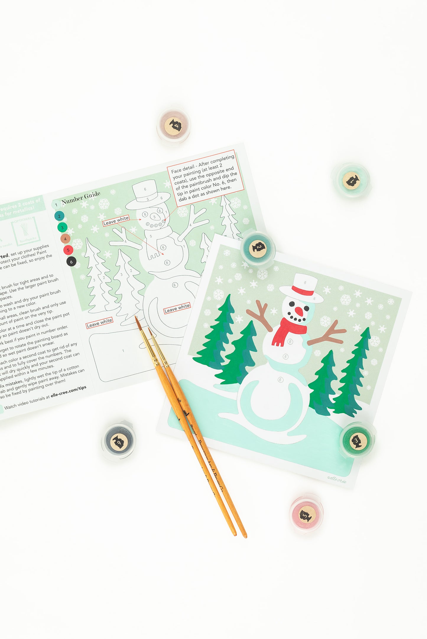 Snowman | 6x6 mini paint-by-number kit - Elle Crée