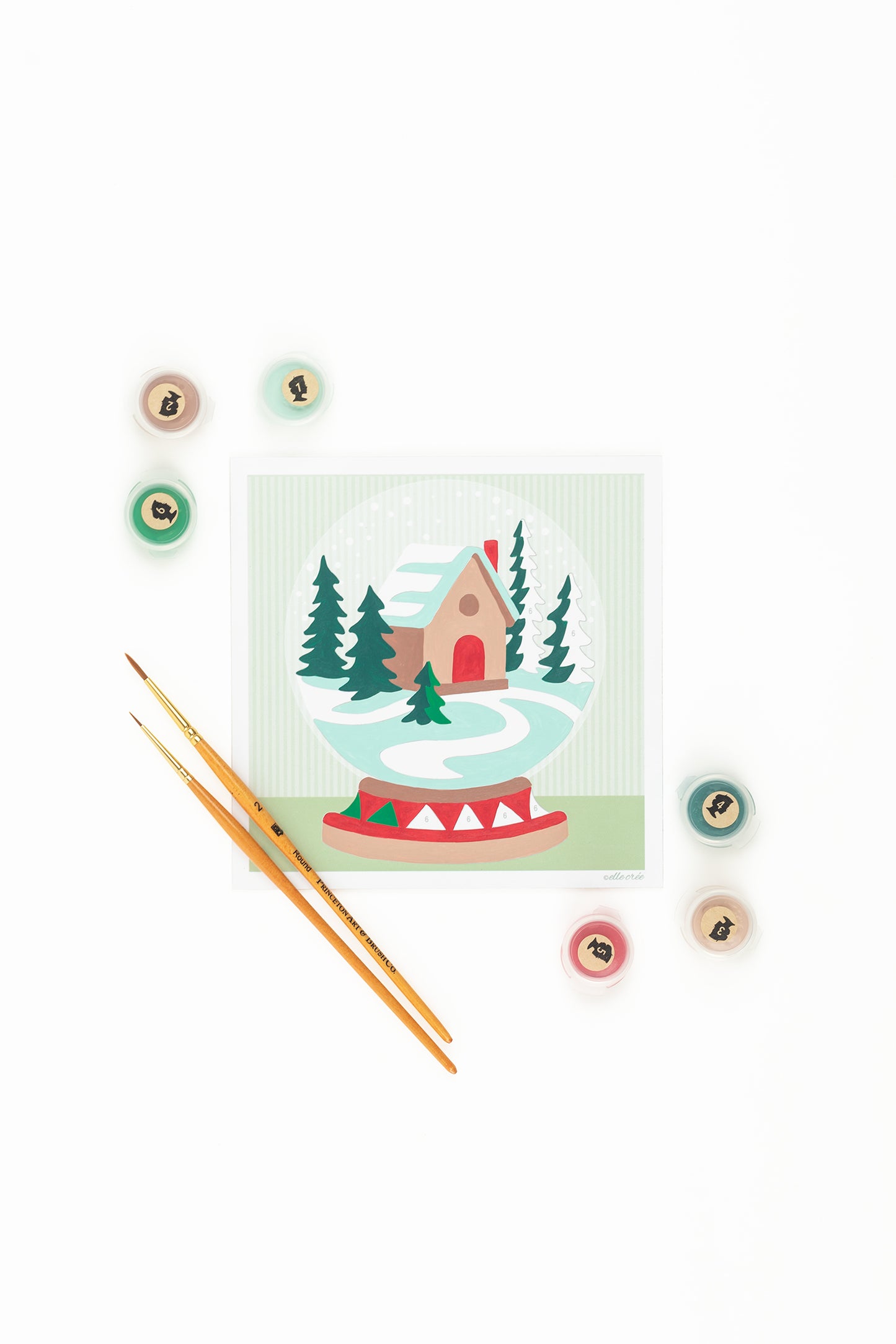 Snow Globe | 6x6 mini paint-by-number kit - Elle Crée