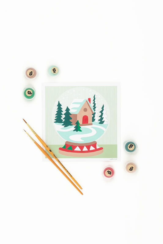 Snow Globe  | 6x6 mini paint-by-number kit - Elle Crée