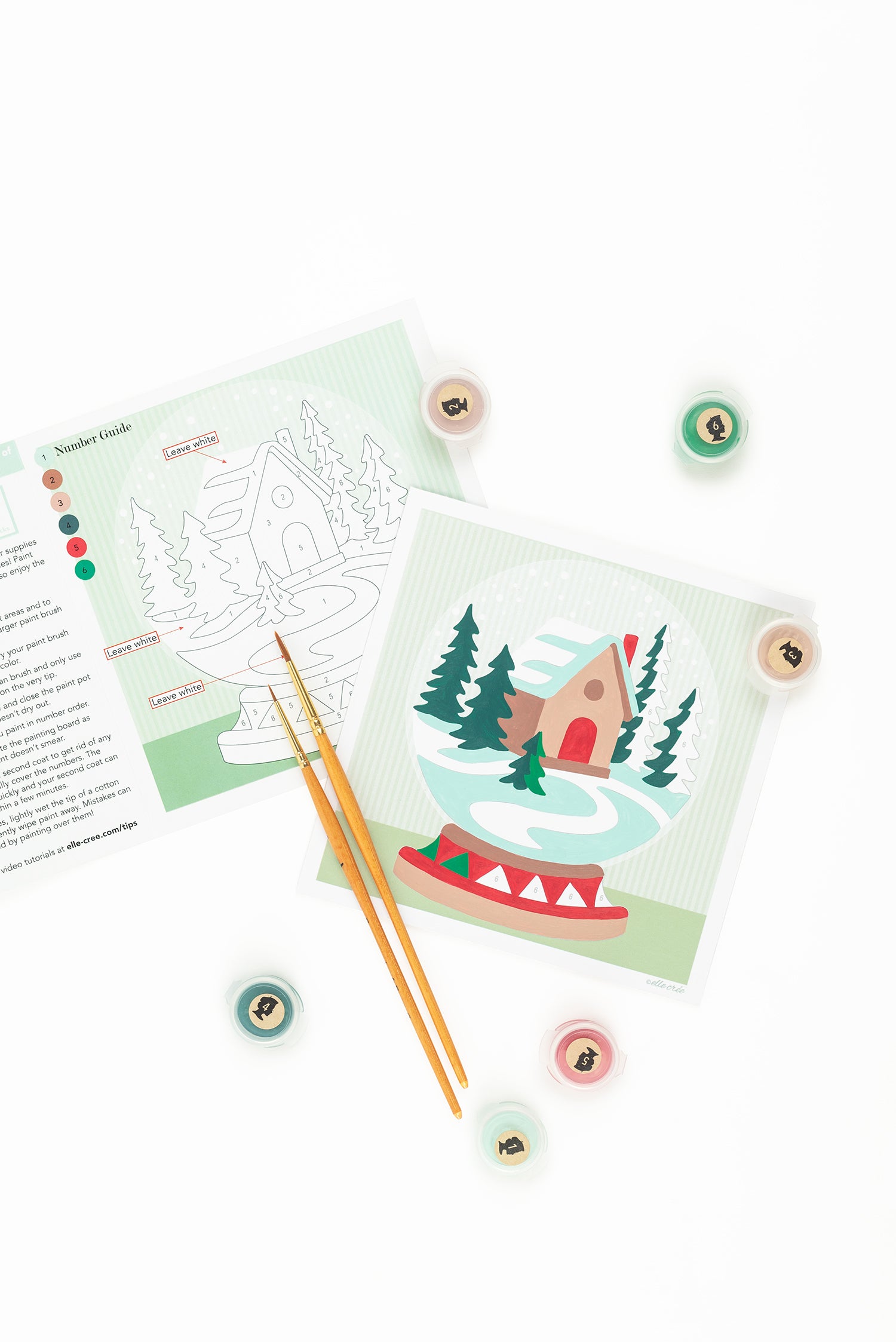 Snow Globe  | 6x6 mini paint-by-number kit - Elle Crée