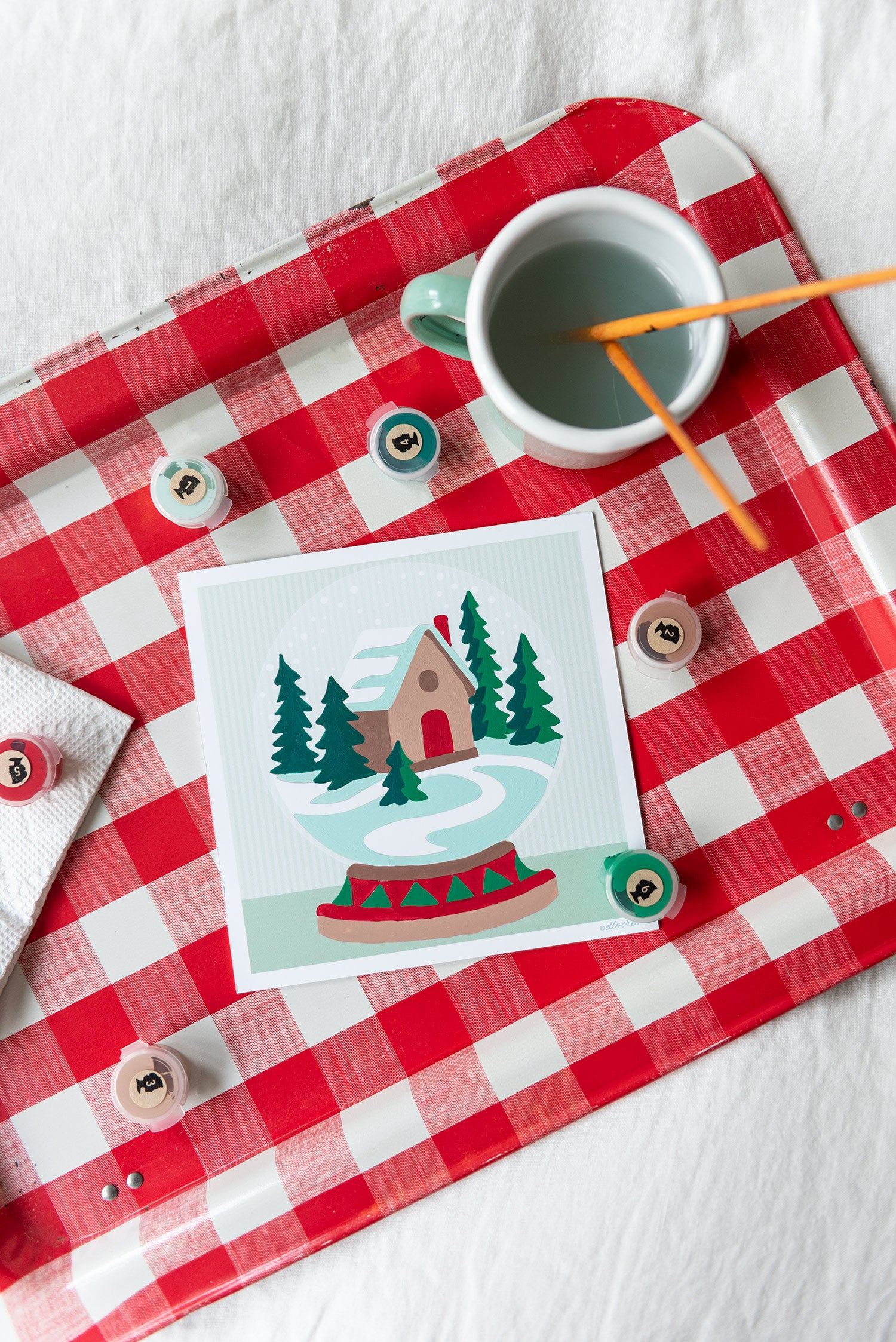 Snow Globe  | 6x6 mini paint-by-number kit - Elle Crée