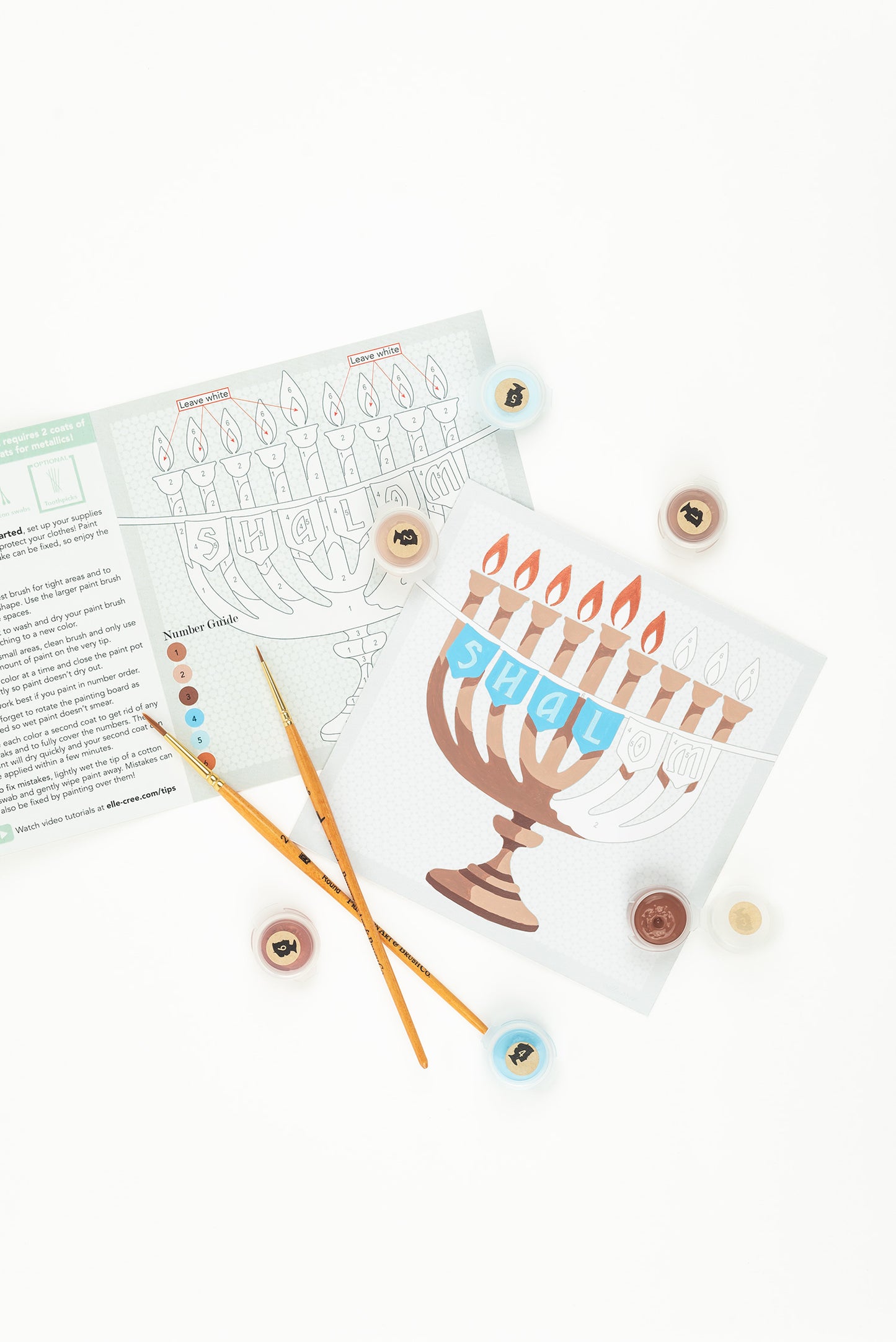 Hanukkah Menorah | 6x6 mini paint-by-number kit - Elle Crée