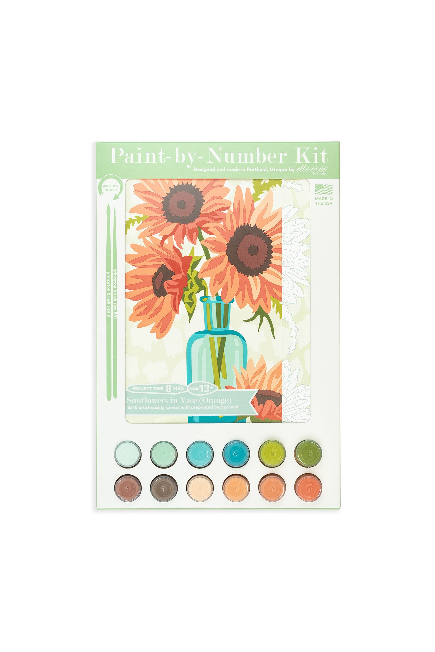 Sunflowers in Vase (orange) | 8x10 paint-by-number kit - Elle Crée