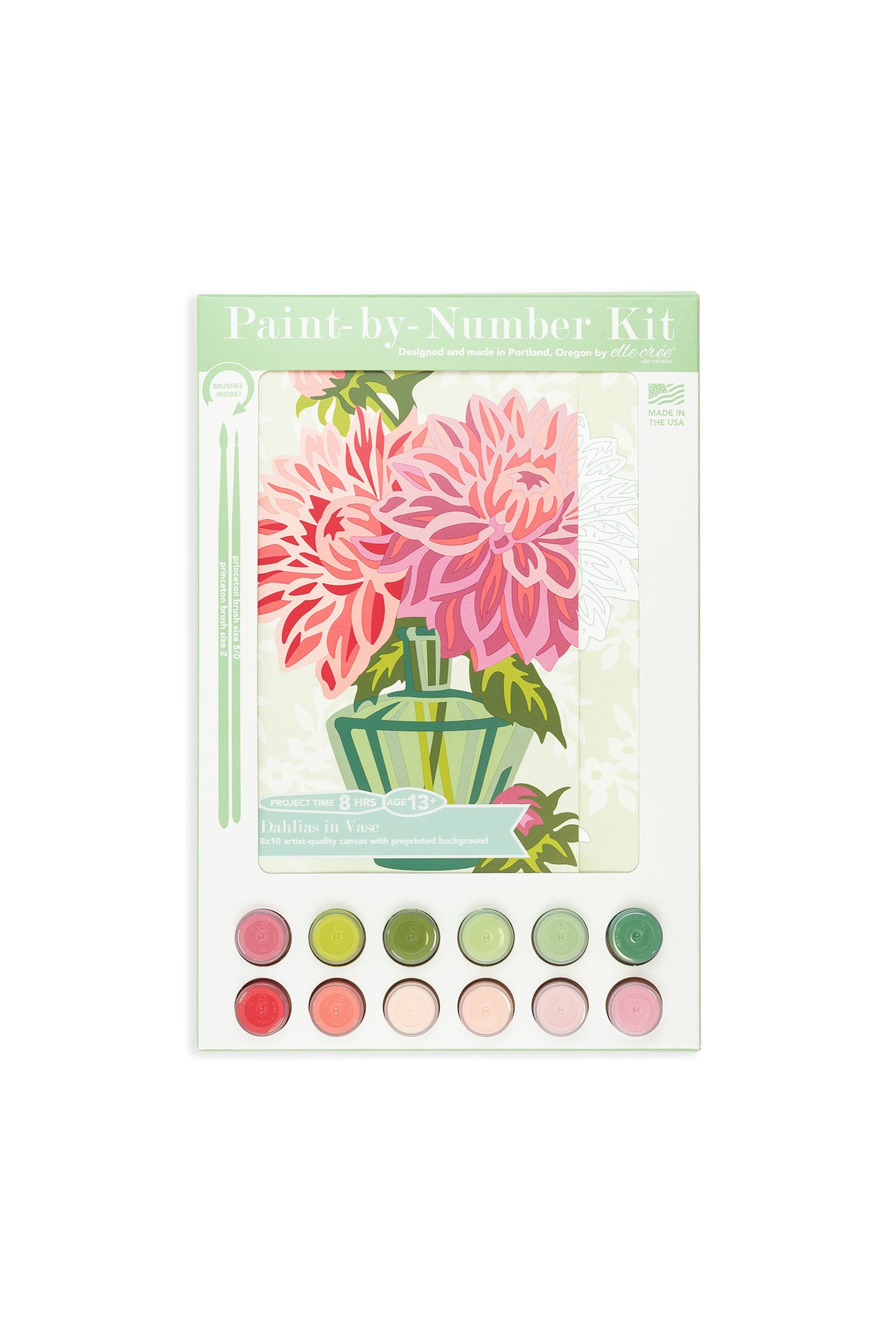 Dahlias in Vase 8x10 paint-by-number kit